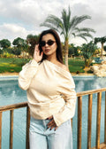 Aura One-Shoulder Blouse Beige